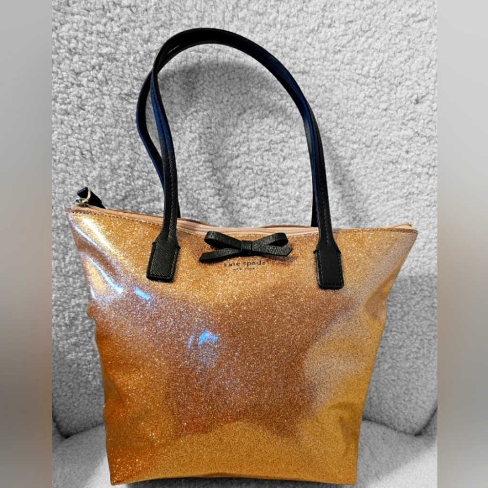 Kate Spade Jeralyn Mavis Street Rose Gold Glitter Handbag Tote Bag